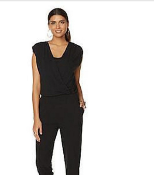 black wrap front jumpsuit